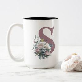 Name der personalisierten Monogramm-Blume Zweifarbige Tasse