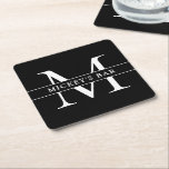 Name der personalisierten Monogramm Rechteckiger Pappuntersetzer<br><div class="desc">Diese personalisierte Bar ist ein tolles Geschenk für jeden in deinem Leben! Wow Ihre Freunde und Familie mit diesem klassischen und stilvollen Design,  das nach Ihren Wünschen personalisiert sein kann.</div>
