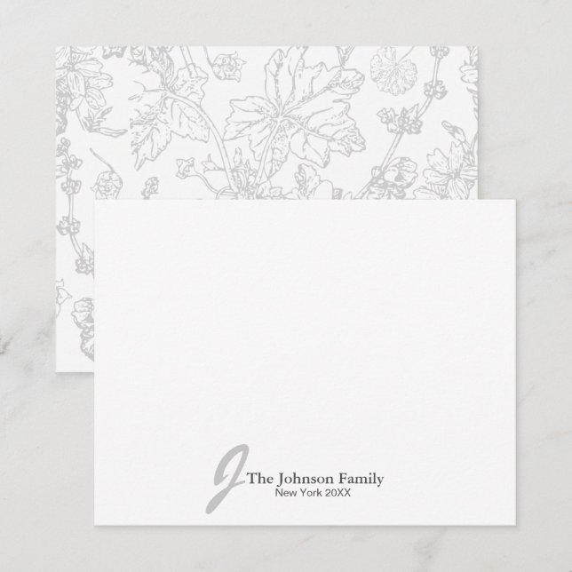 Name der personalisierten Monogrammfamilie Elegant Mitteilungskarte (Vorne/Hinten)