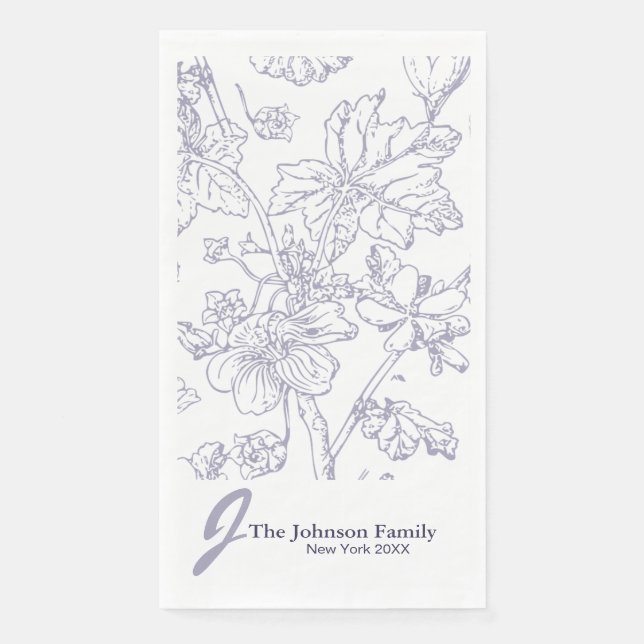 Name der personalisierten Monogrammfamilie Elegant Serviette (Vorderseite)
