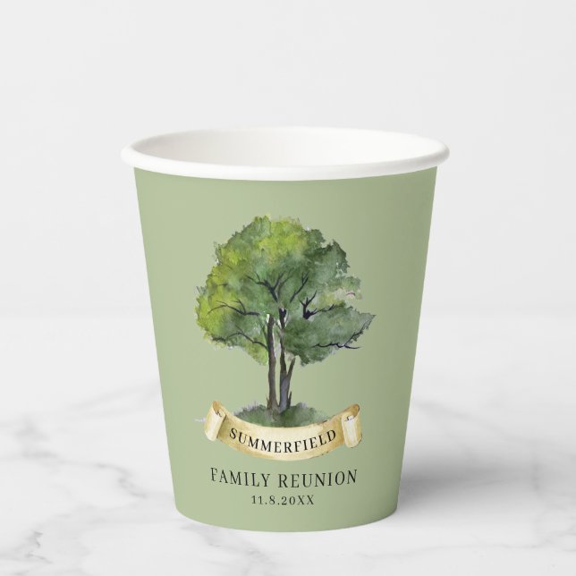 Name der personalisierten Wiedersehen-Baum Keepake Pappbecher (Vorderseite)