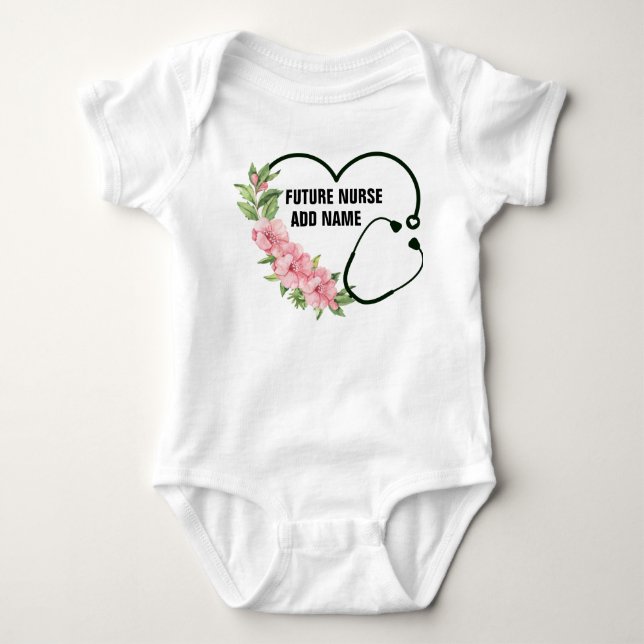 Name der personalisierten zukünftigen Krankenschwe Baby Strampler (Vorderseite)