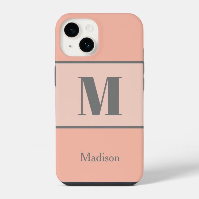 Name der Pfirsichmonogramm iPhone 14 Hülle (Rückseite)