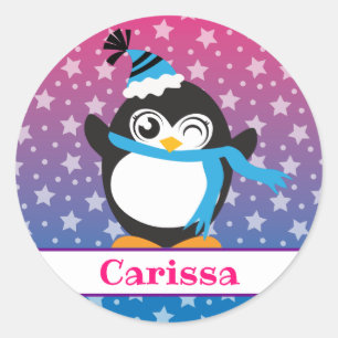 Name der Pinguin-Sterne Runder Aufkleber