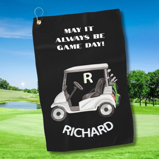 Name der Quick Golf Cart-Nachricht Monogram Golfhandtuch (Von Creator hochgeladen)