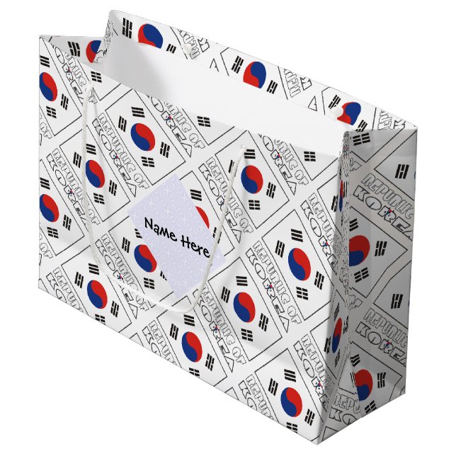 Name der Republik Korea und der südkoreanischen Fl Große Geschenktüte (Vorderseite Schrägansicht)