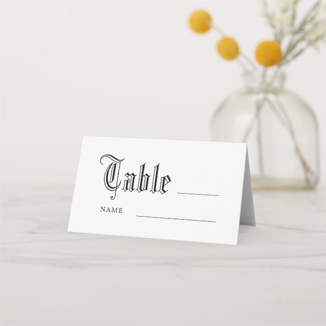 Name der Rezeptionstabelle für gotische Skripte Platzkarte (Vorderseite)
