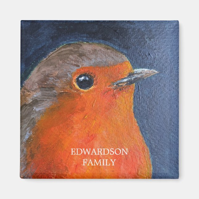 Name der Robin-Vogelfamilie Monogramm Magnet (Vorne)