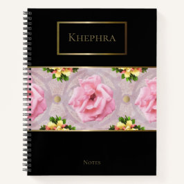 Name der rosa Floral Watercolor Monogram Notizbuch
