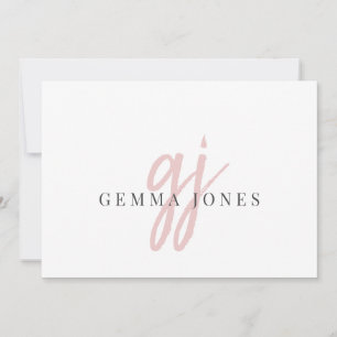 Name der rosa Monogramm-Initialen für elegantes Sk Mitteilungskarte