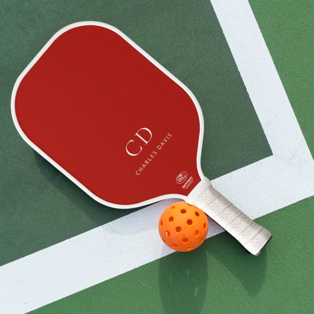 Name der roten Monogramm-Initialen Pickleball Schläger (Von Creator hochgeladen)