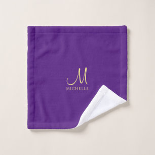 Name der Royal Lila & Gold Typografy Monogram Waschlappen