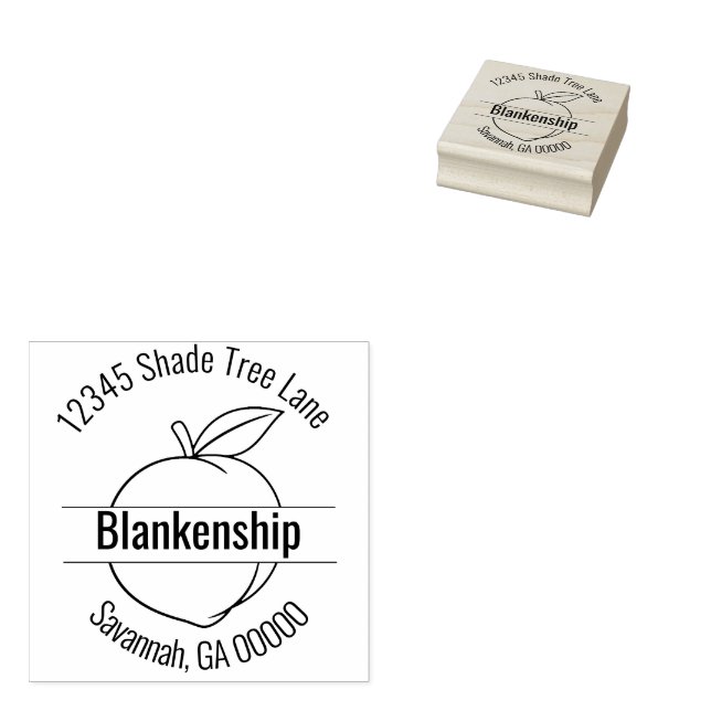 Name der Runden Adresse des Peach Artwork Gummistempel (Stempel)
