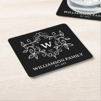 Name der rustikalen Monogram-Familie Schwarz/Weiß