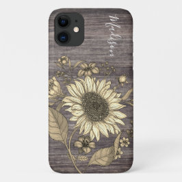 Name der rustikalen Sonnenblume Monogramm Case-Mate iPhone Hülle