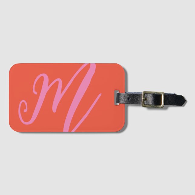 Name der Schriftzeichen Modernes Rosa und Orange Gepäckanhänger (Vorderseite (Horizontal))