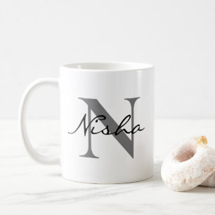 Name der schwarz-grauen Monogramm Kaffeetasse