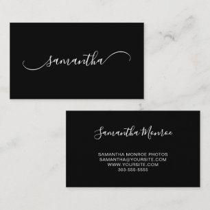 Name der schwarz-weiß gekleideten Swash-Schrift Visitenkarte
