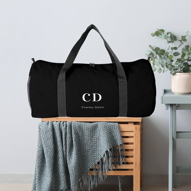 Name der Schwarz-weißen Monogramm-Initialen Duffle Bag (Von Creator hochgeladen)
