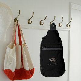 Name der Schwarz-weißen Monogramm-Initialen modern Crossbody Bag