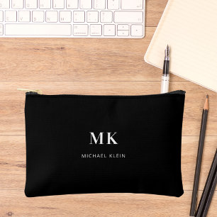 Name der Schwarz-weißen Monogramm-Initialen Zubehörtasche