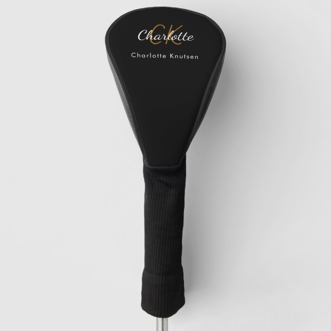 Name der Schwarz-weißen Monogrammbuchstaben Golf Headcover (Vorderseite)