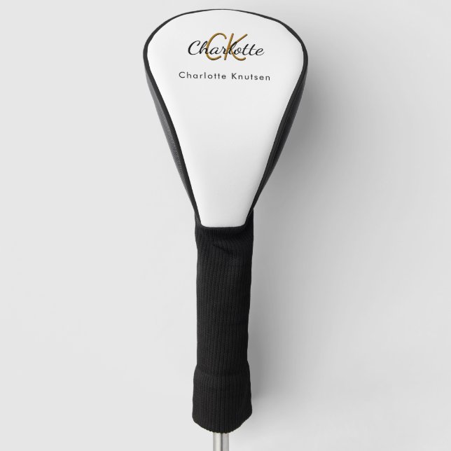Name der Schwarz-weißen Monogrammbuchstaben Golf Headcover (Vorderseite)