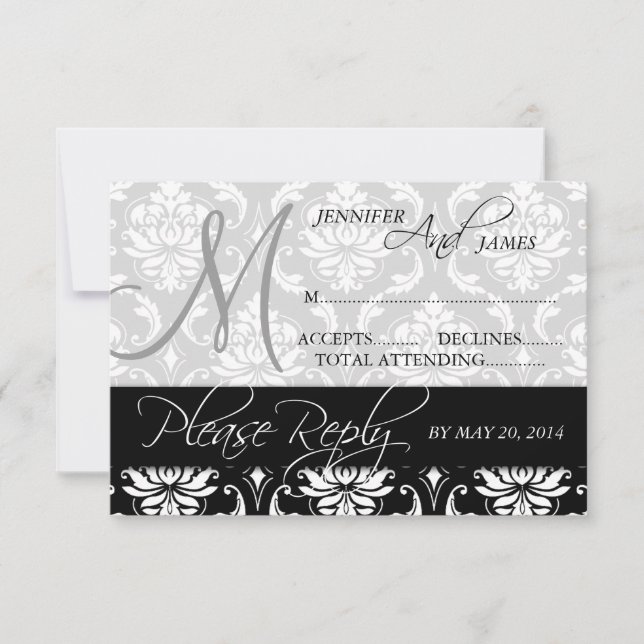 Name der schwarzen Damaskohle der RSVP-Karte zum H RSVP Karte (Vorderseite)