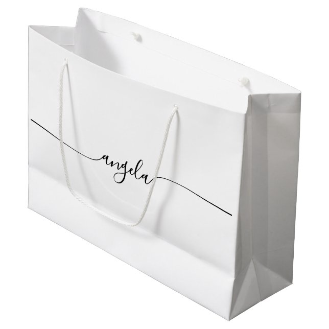 Name der schwarzen Glam-Signatur Große Geschenktüte (Vorderseite Schrägansicht)