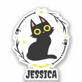 Name der schwarzen Katze - Halloween-Katze Aufkleber