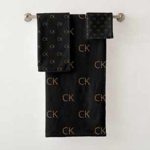 Name der schwarzen Monogrammbuchstaben Badhandtuch Set