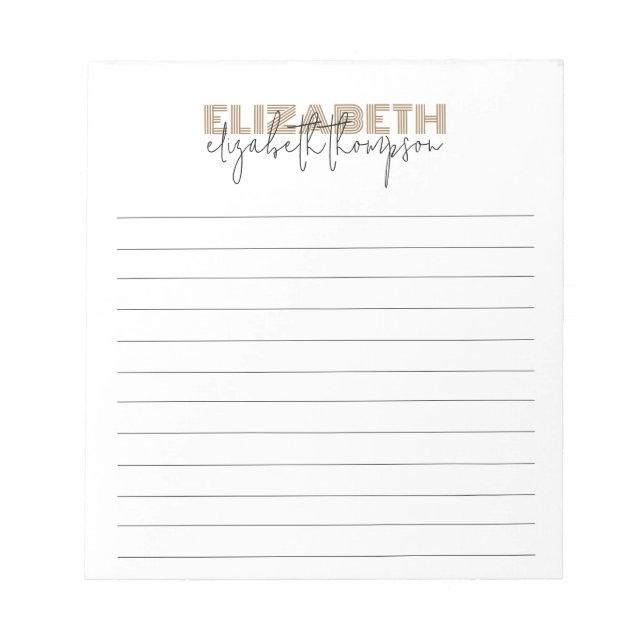 Name der schwarzen und goldenen Schrift Notizblock (Vorderseite)