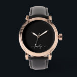 Name der Schwarzweißschrift mit dem weißen Monogra Armbanduhr<br><div class="desc">Schwarz und Weiß Einfache Script Monogram Name. Das macht den perfekten 16 Geburtstag,  Hochzeit,  Brautparty,  Jubiläum,  Babydusche oder Junggeselinnen-Abschied Geschenk für jemanden,  der Lieben glamourösen Luxus und schicke Stile.</div>