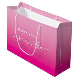 Name der Signatur für leeres bis heißrosa elegante Große Geschenktüte
