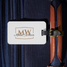 Name der Silver Gold Monogram Gepäckanhänger