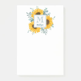 Name der Sonnenblume Monogramm Personalisiert Flor Post-it Klebezettel