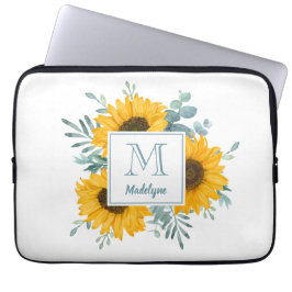 Name der Sonnenblume Monogramm Personalisiert Laptopschutzhülle