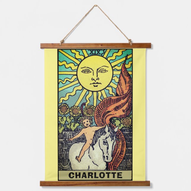 Name der Sun-Tarot-Karte Wandteppich Mit Holzrahmen (Vorderseite)