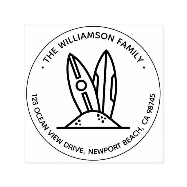 Name der Surfbrettname Runde Rücksendeadresse Permastempel (Design)