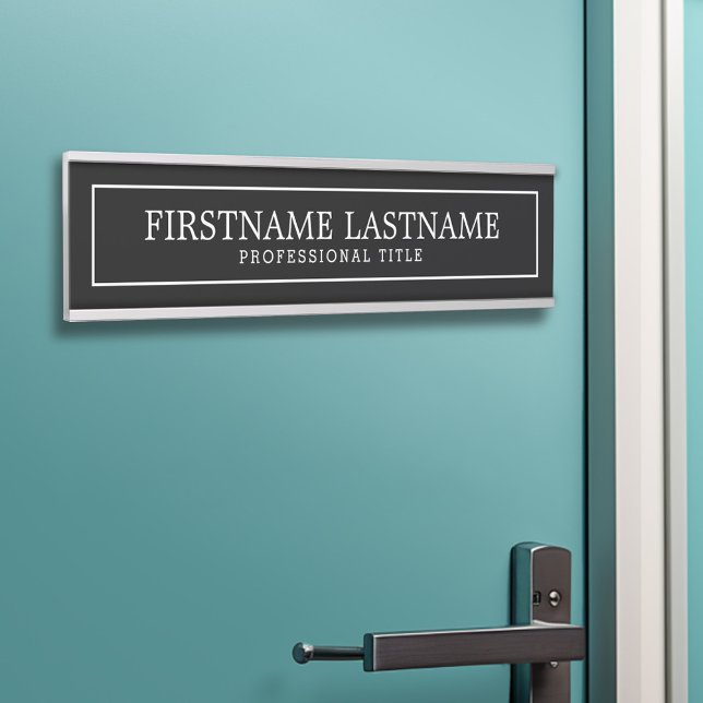 Name der traditionellen schwarzen und weißen Grenz Türschild (Personalized Door Sign - Add Your Professional Title with Name)
