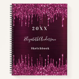 Name der Tropfen des Glitzer Sketchbook burgundy Notizbuch