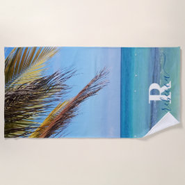 Name der Tropical Beach Palm Monogram Strandtuch