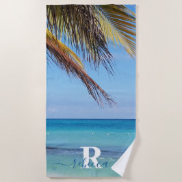 Name der Tropical Beach Palm Monogram Strandtuch