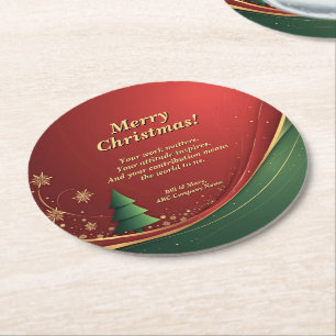 Name der Unternehmensgruppe Meldung Red Christmas Runder Pappuntersetzer