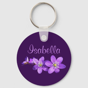 Name der violetten Hepatica-Blumen Schlüsselanhänger