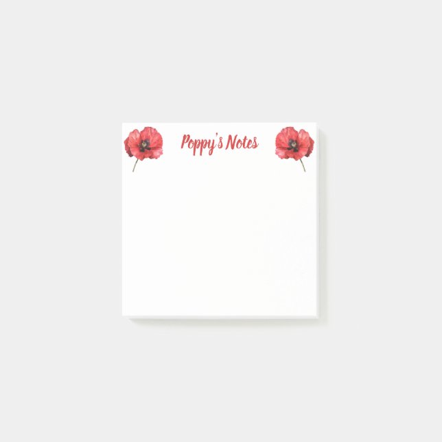 Name der Wasserfarbe Mohnblume Post-it Klebezettel (Vorderseite)