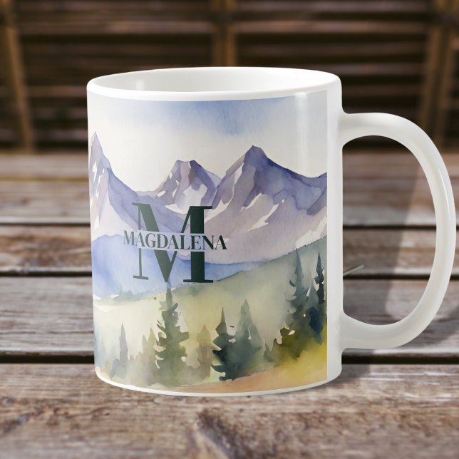 Name der Wasserfarben-Bergwelt Kaffeetasse (Von Creator hochgeladen)