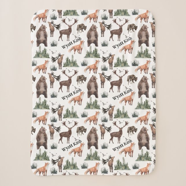 Name der Watercolor Woodland Forest Animes Sherpadecke (Vorderseite)