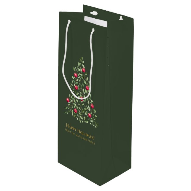 Name der Weihnachtsbaum-Familie Geschenktüte Für Weinflaschen (Vorderseite Schrägansicht)