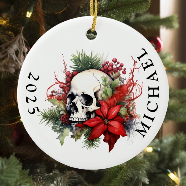 Name der Weihnachtskull-Monogramm Keramik Ornament (Von Creator hochgeladen)